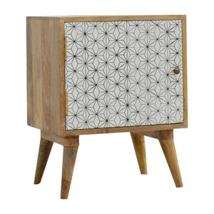Prima Geometric Door Bedside Cabinet | Solid Mango Wood