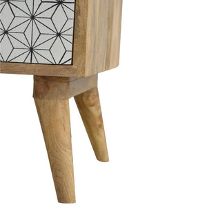 Prima Geometric Door Bedside Cabinet | Solid Mango Wood