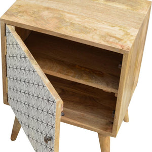 Prima Geometric Door Bedside Cabinet | Solid Mango Wood