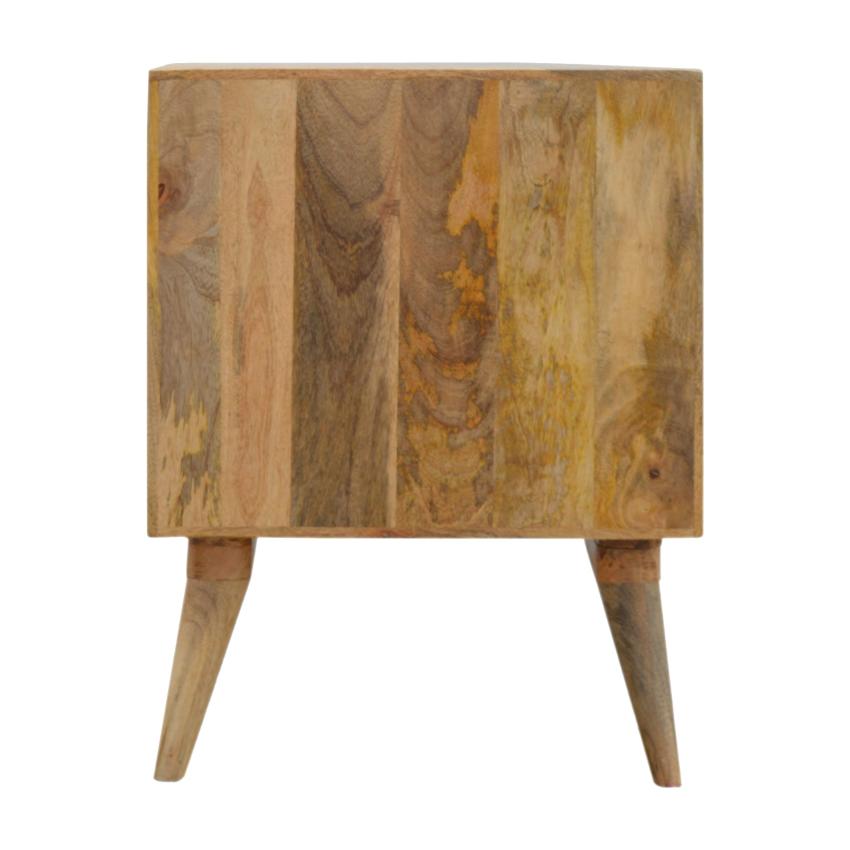 Prima Geometric Door Bedside Cabinet | Solid Mango Wood