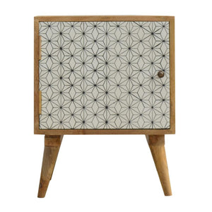 Prima Geometric Door Bedside Cabinet | Solid Mango Wood