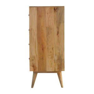 Prima Geometric Mango Wood Tallboy | 4 Drawers | Nordic Legs