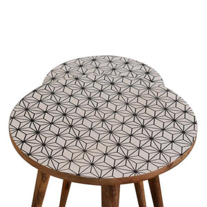 Prima Nesting Stool Set | Solid Mango Wood | Oak Finish | Round Side Tables Set of 2