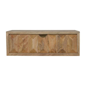 Prism Wall-Mounted Bedside Table | Solid Mango Wood | Geometric Storage Design