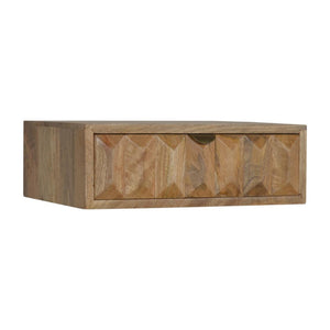 Prism Wall-Mounted Bedside Table | Solid Mango Wood | Geometric Storage Design