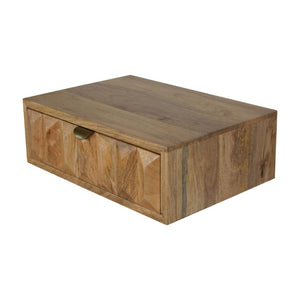 Prism Wall-Mounted Bedside Table | Solid Mango Wood | Geometric Storage Design