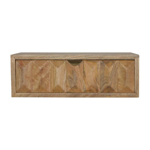 Prism Wall-Mounted Bedside Table | Solid Mango Wood | Geometric Storage Design