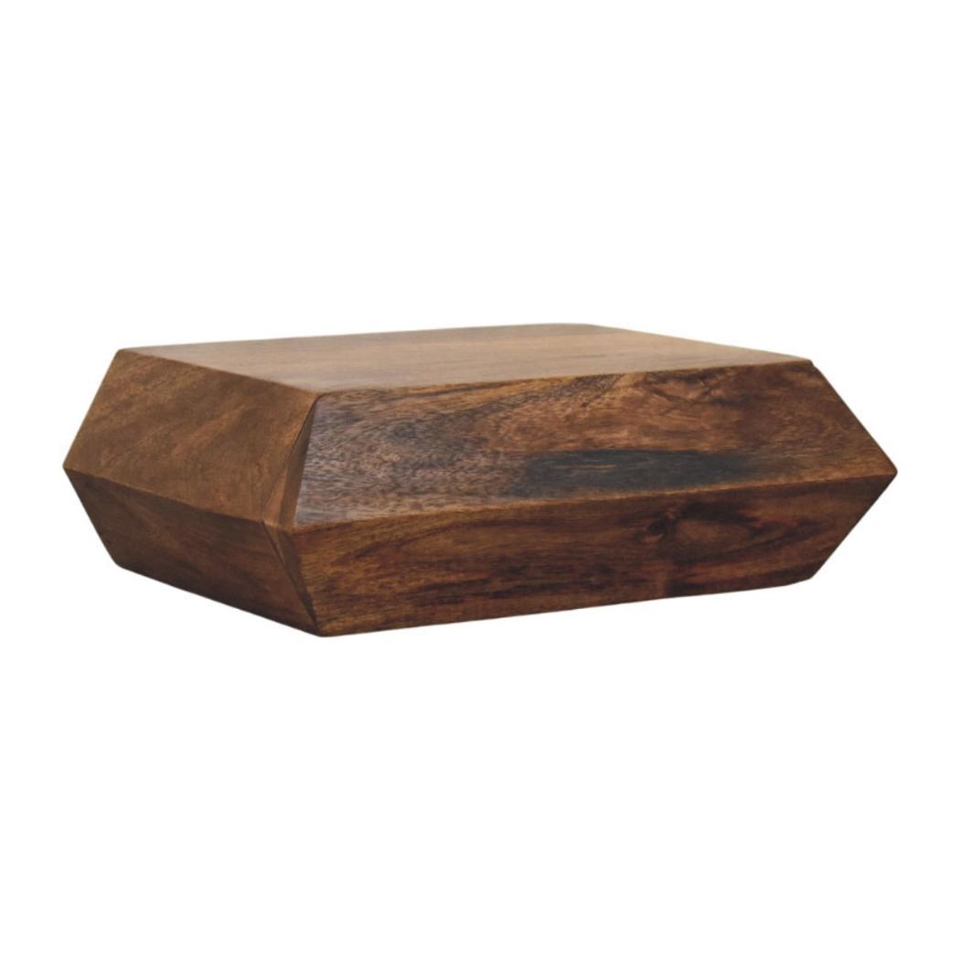Prisma Wall-Mounted Storage Unit | Solid Mango Wood | Geometric Front | Floating Cabinet