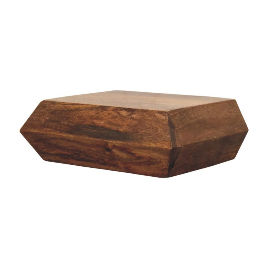 Prisma Wall-Mounted Storage Unit | Solid Mango Wood | Geometric Front | Floating Cabinet