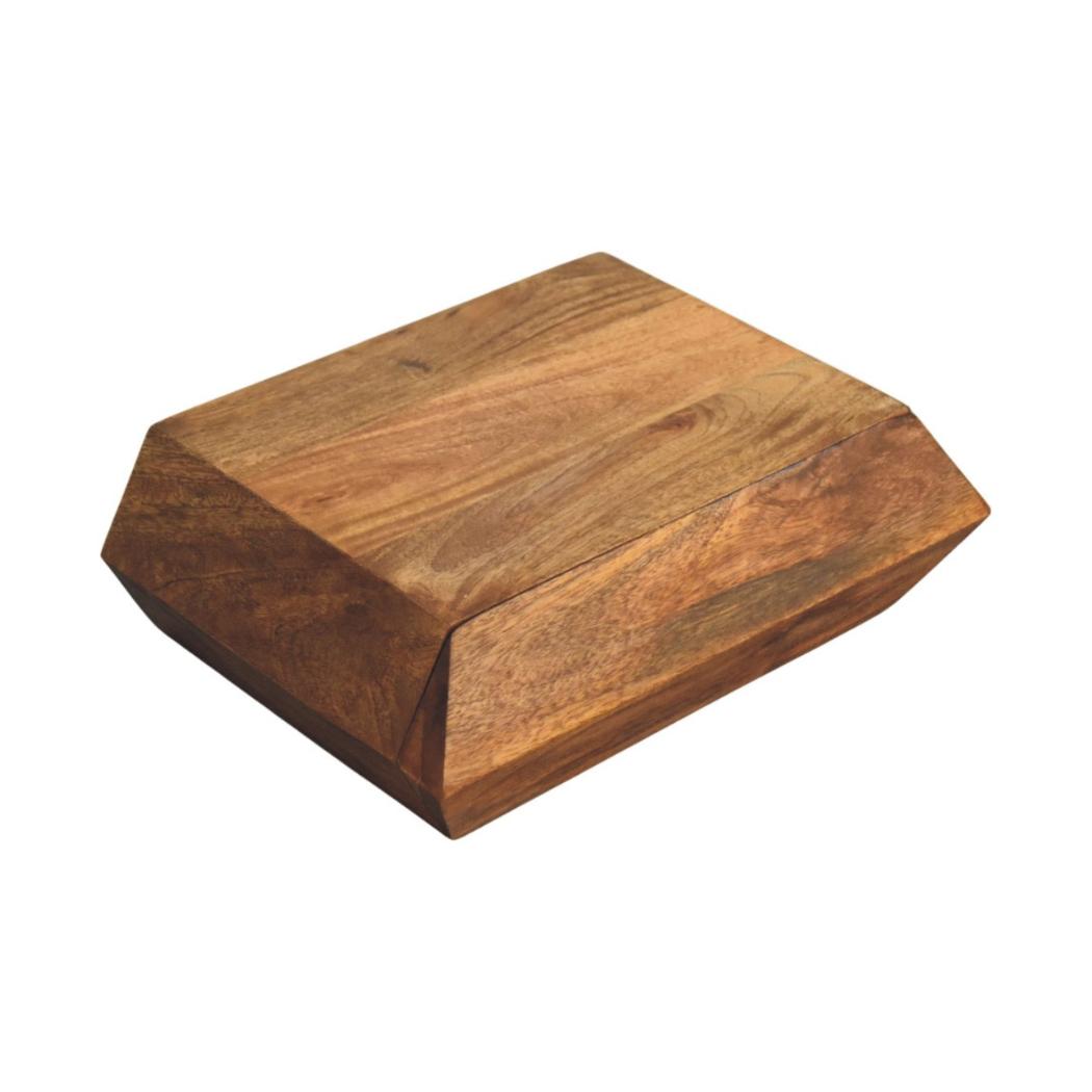 Prisma Wall-Mounted Storage Unit | Solid Mango Wood | Geometric Front | Floating Cabinet