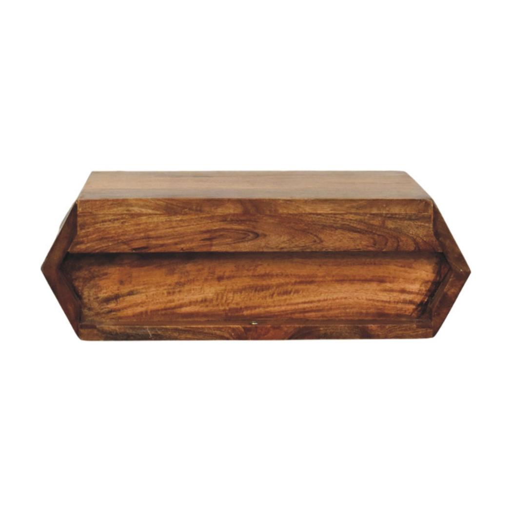 Prisma Wall-Mounted Storage Unit | Solid Mango Wood | Geometric Front | Floating Cabinet