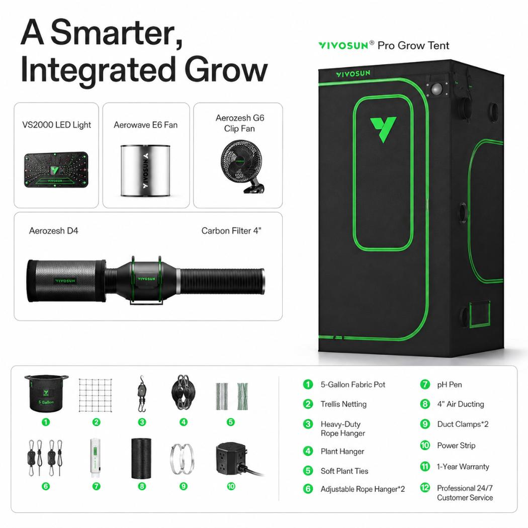 PRO 360° Airflow Grow Tent System | 3x3 ft | 350W Tunable Spectrum LED