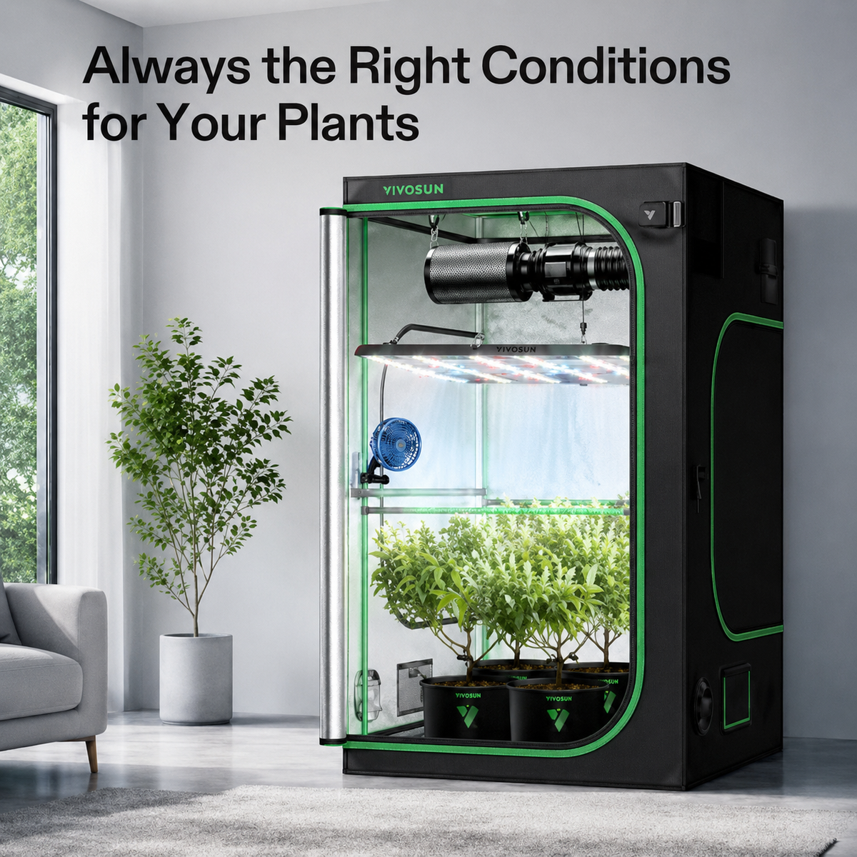 PRO Tunable-Spectrum Grow Tent System | 4x4 ft | 550W LED | 360° Airflow