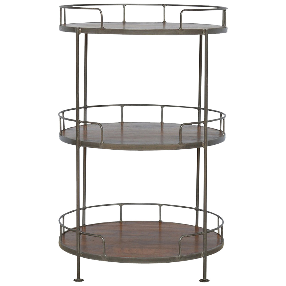Industrial Butler Tray Table | Round Removable Tray | Industrial Accent Table