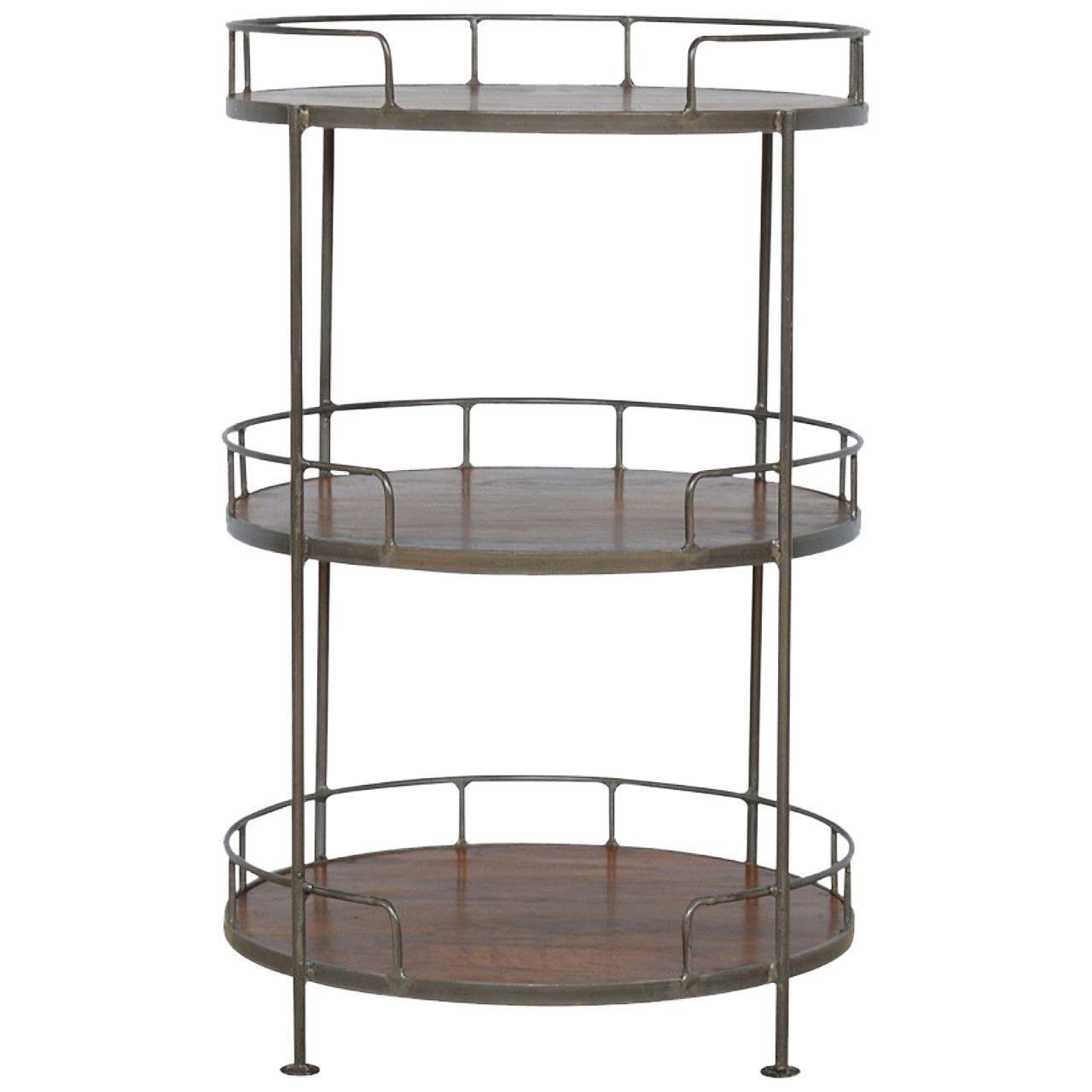 Industrial Butler Tray Table | Round Removable Tray | Industrial Accent Table