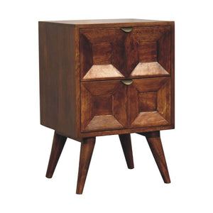 Quad Bedside Table | Solid Mango Wood | Geometric Bedroom Storage