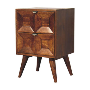 Quad Bedside Table | Solid Mango Wood | Geometric Bedroom Storage