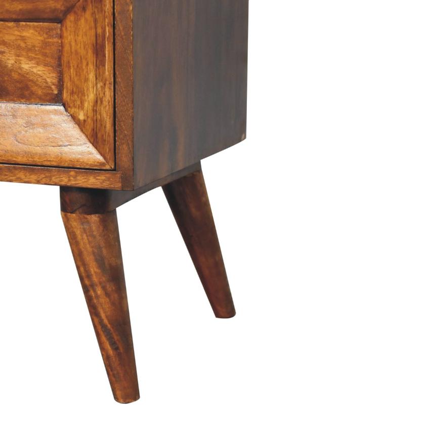 Quad Bedside Table | Solid Mango Wood | Geometric Bedroom Storage