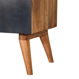Quebec Blue Block Cabinet | Solid Mango Wood | Multi-Tone Finish | 2 Doors