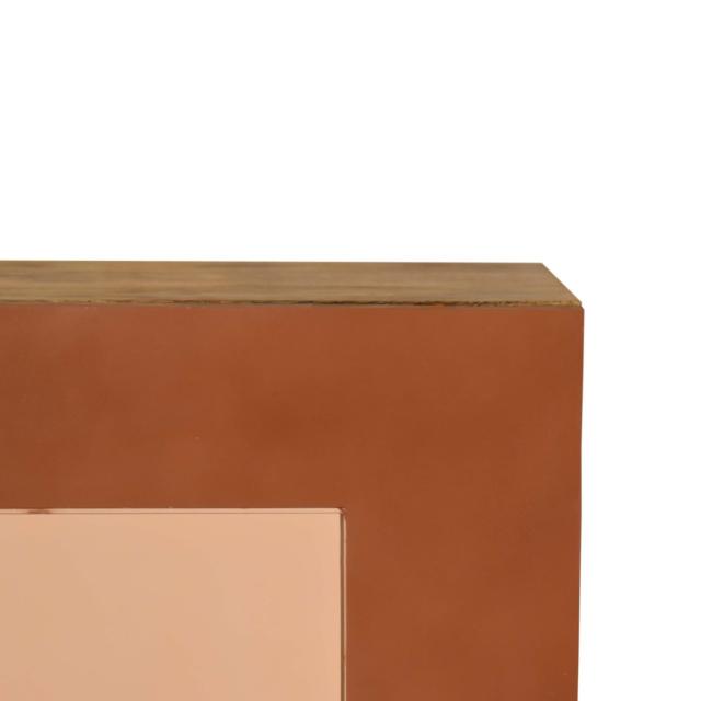 Quebec Brown Block Bedside Table | Solid Mango Wood | Multi-Tone Finish | 1 Door