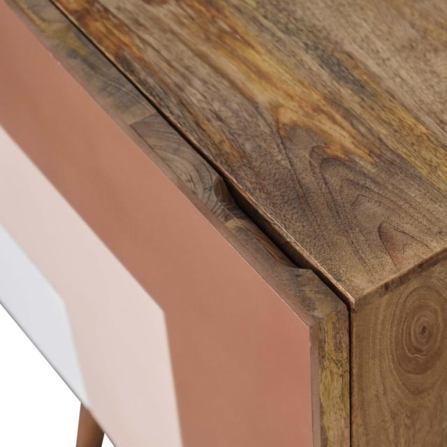 Quebec Brown Block Bedside Table | Solid Mango Wood | Multi-Tone Finish | 1 Door