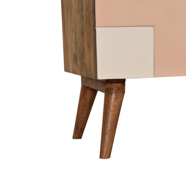 Quebec Brown Block Bedside Table | Solid Mango Wood | Multi-Tone Finish | 1 Door