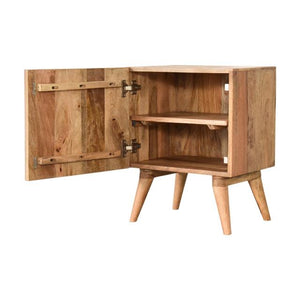 Quebec Brown Block Bedside Table | Solid Mango Wood | Multi-Tone Finish | 1 Door