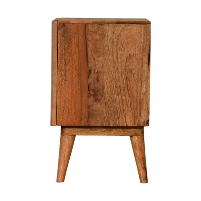 Quebec Brown Block Bedside Table | Solid Mango Wood | Multi-Tone Finish | 1 Door