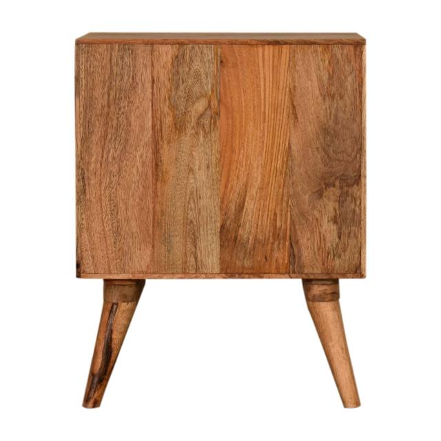 Quebec Brown Block Bedside Table | Solid Mango Wood | Multi-Tone Finish | 1 Door