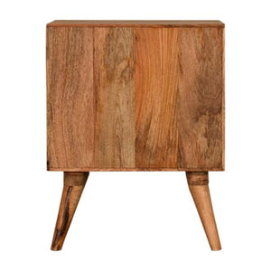 Quebec Brown Block Bedside Table | Solid Mango Wood | Multi-Tone Finish | 1 Door