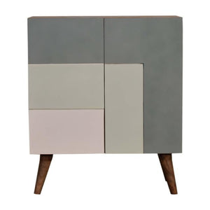 Quebec Sage Block Cabinet | Solid Mango Wood | Multi-Tone Green Finish | 2 Doors