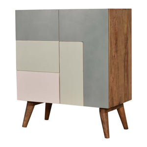 Quebec Sage Block Cabinet | Solid Mango Wood | Multi-Tone Green Finish | 2 Doors