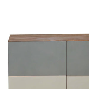 Quebec Sage Block Cabinet | Solid Mango Wood | Multi-Tone Green Finish | 2 Doors