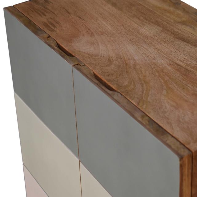 Quebec Sage Block Cabinet | Solid Mango Wood | Multi-Tone Green Finish | 2 Doors