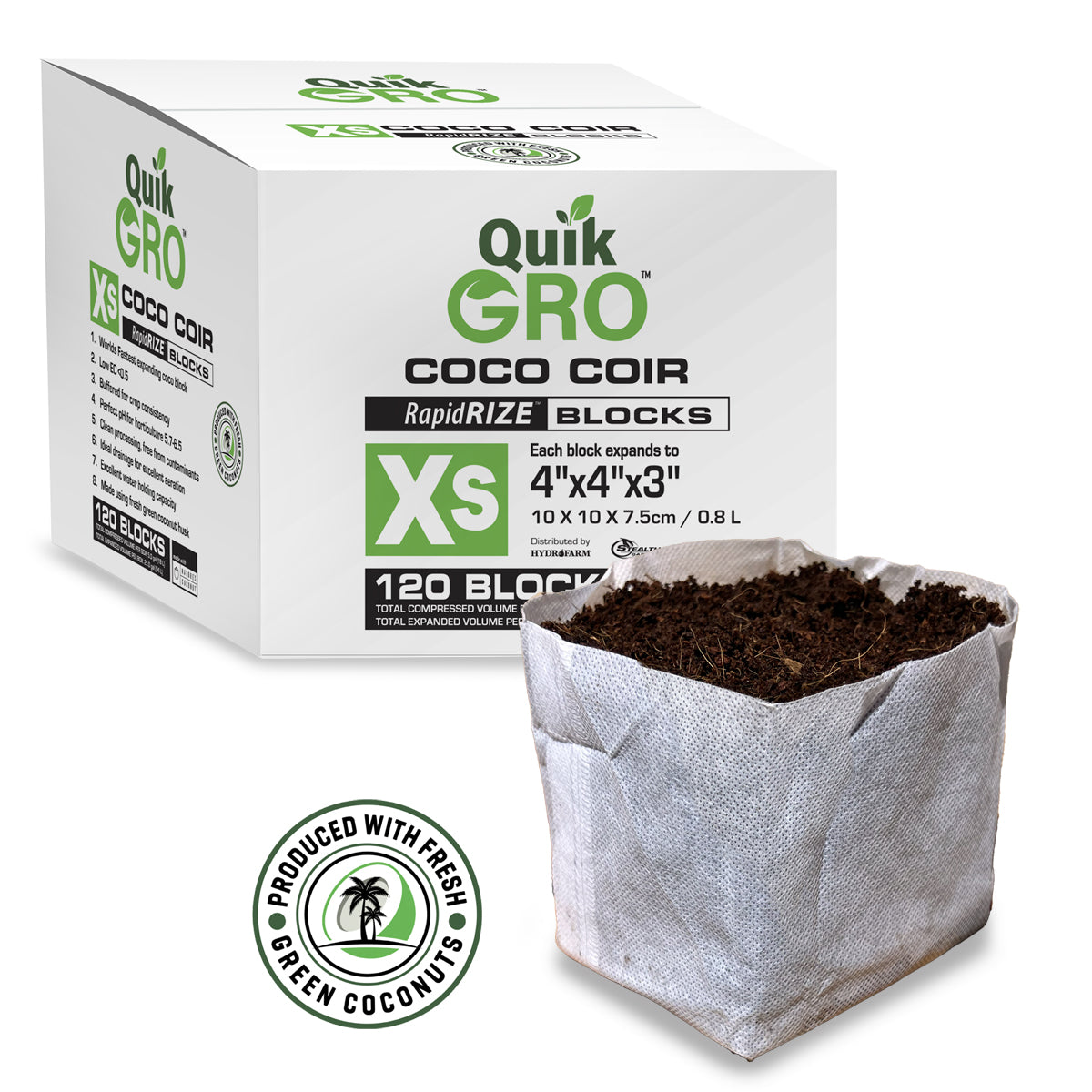 QuikGro Rapid Rize Block 4x4 Inch | Compressed Coco Coir Growing Block