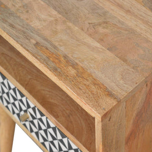 Rafina Bedside Table | Solid Mango Wood | Oak Finish | 1 Drawer Nightstand with Open Shelf