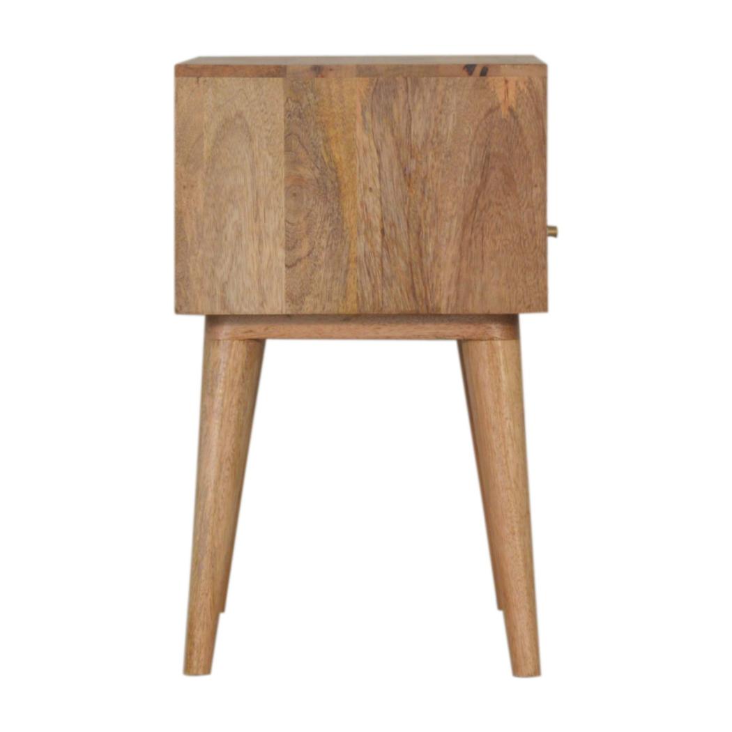 Rafina Bedside Table | Solid Mango Wood | Oak Finish | 1 Drawer Nightstand with Open Shelf