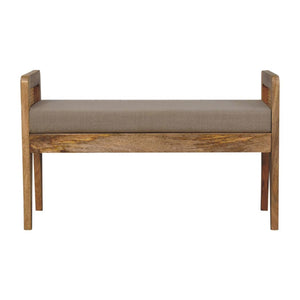 Rattan Bench | Mud Linen Upholstery | Natural Textured Seating