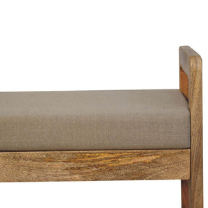 Rattan Bench | Mud Linen Upholstery | Natural Textured Seating