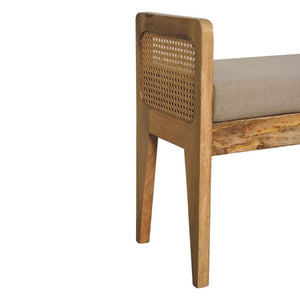 Rattan Bench | Mud Linen Upholstery | Natural Textured Seating