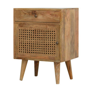 Rattan Door Front Bedside Table | Textured Detail | Natural Bedroom Styling