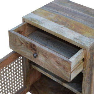 Rattan Door Front Bedside Table | Textured Detail | Natural Bedroom Styling