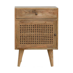 Rattan Door Front Bedside Table | Textured Detail | Natural Bedroom Styling