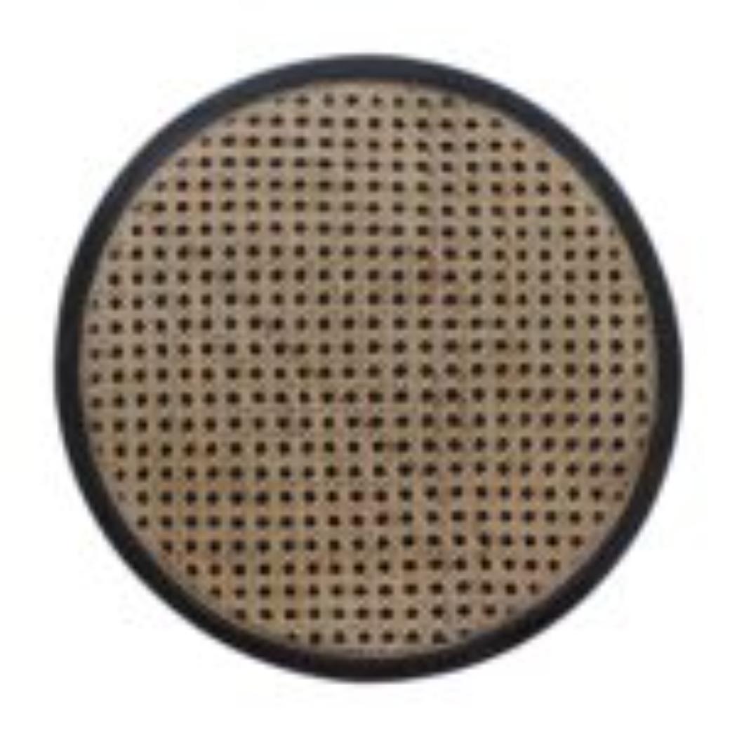 Rattan End Table | Solid Mango Wood | Carbon Black Finish | Woven Accent Furniture