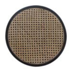 Rattan End Table | Solid Mango Wood | Carbon Black Finish | Woven Accent Furniture