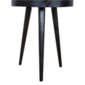Rattan End Table | Solid Mango Wood | Carbon Black Finish | Woven Accent Furniture
