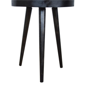 Rattan End Table | Solid Mango Wood | Carbon Black Finish | Woven Accent Furniture