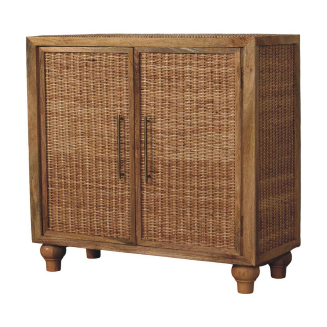 Rattan Oak 2-Door Cabinet | Textured Doors | Versatile Storage Furniture