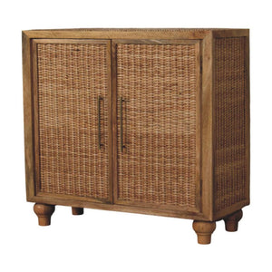 Rattan Oak 2-Door Cabinet | Textured Doors | Versatile Storage Furniture