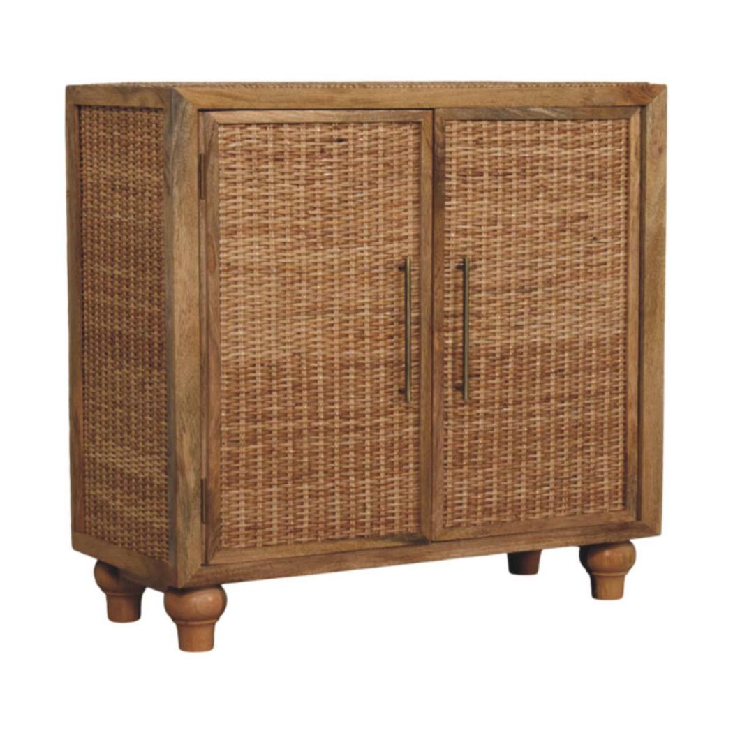 Rattan Oak 2-Door Cabinet | Textured Doors | Versatile Storage Furniture